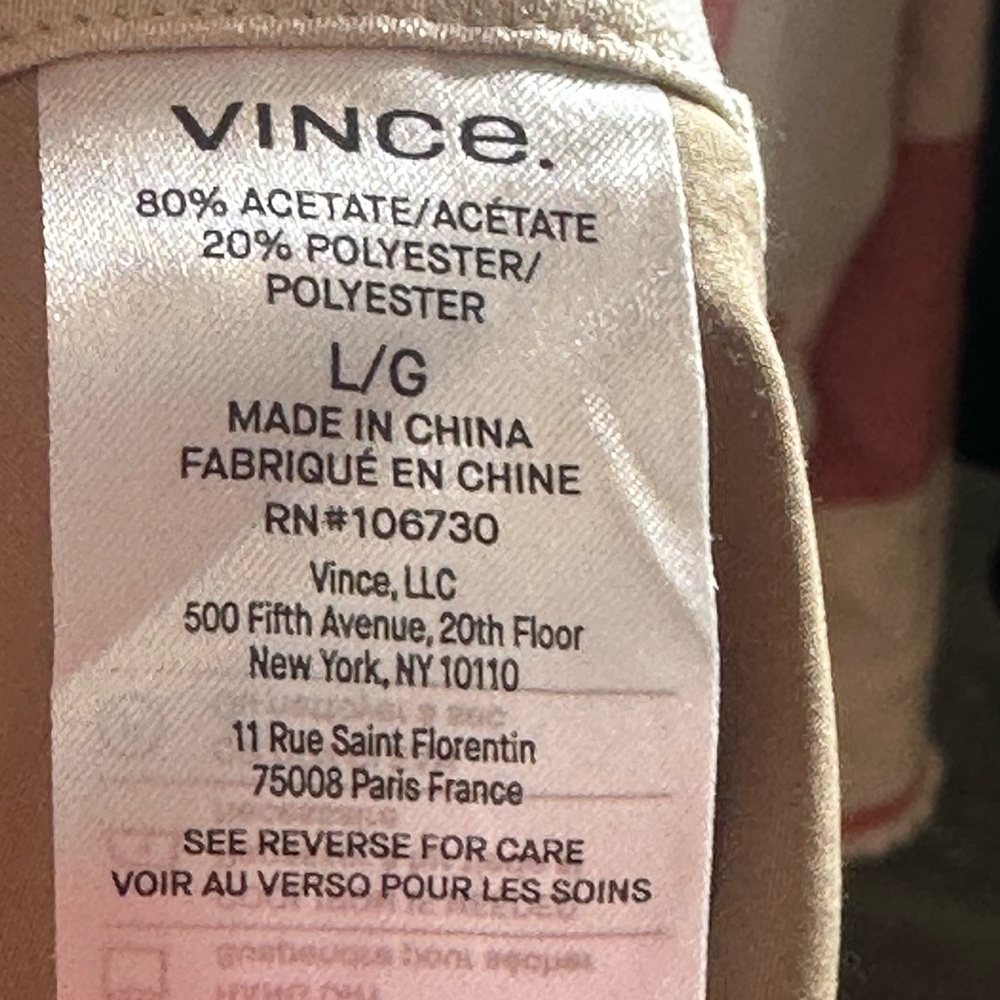 Vince Ankle Pull On Pleated Straight Leg Lightweight Cream Pants, Large - Picture 5 of 10